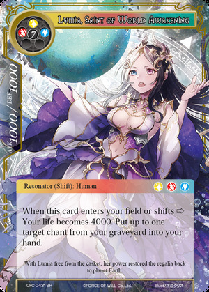 Lumia, Sealed in the Frozen Casket // Lumia, Saint of World Awakening Card Back