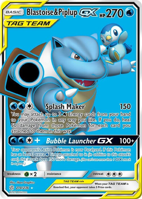 Blastoise & Piplup GX Card Front