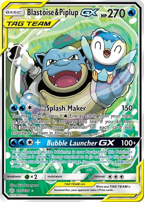 Blastoise & Piplup GX Card Front