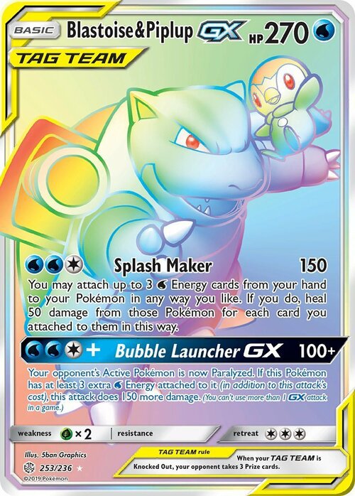 Blastoise & Piplup GX Card Front