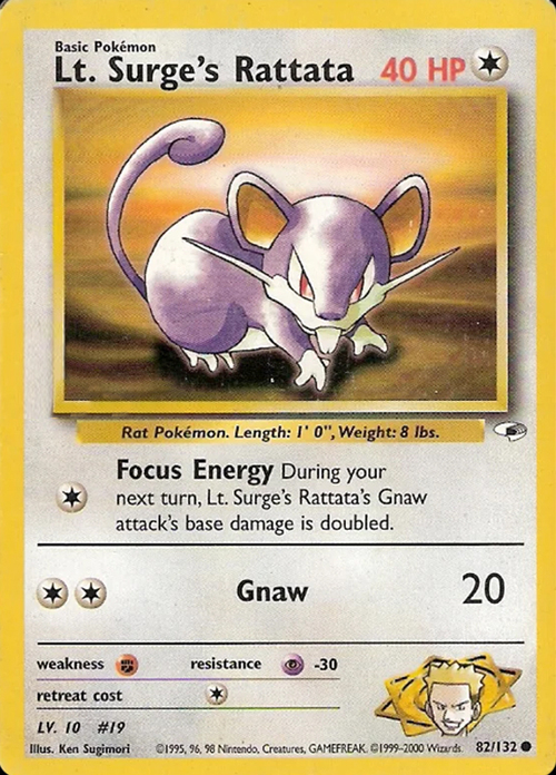 Lt. Surge's Rattata Card Front