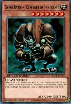 Green Baboon, Defender of the Forest Card Front