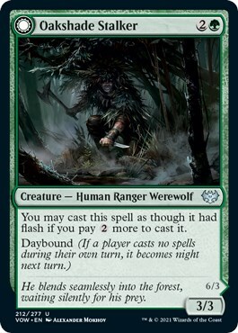 Oakshade Stalker // Moonlit Ambusher Card Front