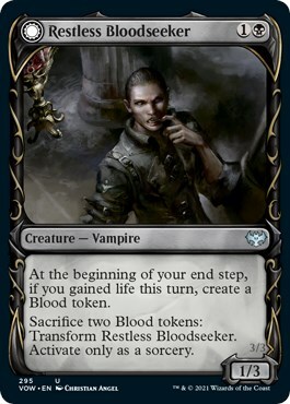 Restless Bloodseeker // Bloodsoaked Reveler Card Front