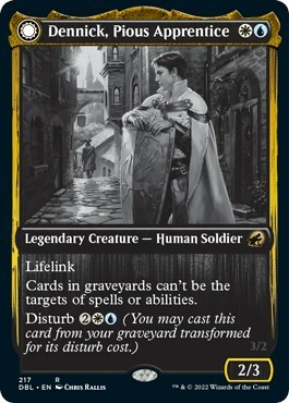 Dennick, Pious Apprentice // Dennick, Pious Apparition Card Front