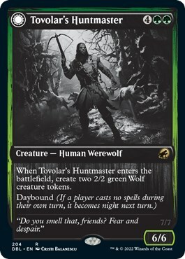 Tovolar's Huntmaster // Tovolar's Packleader Card Front