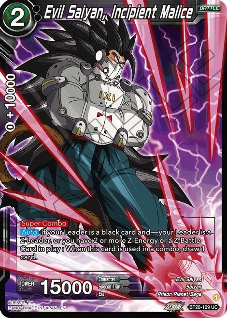 Evil Saiyan, Incipient Malice Card Front