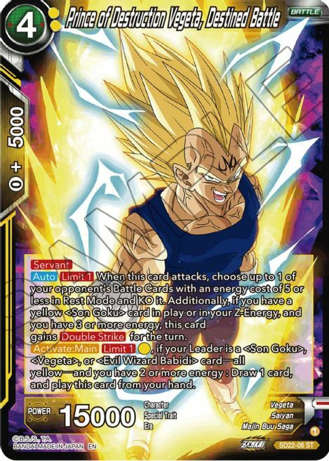 Prince of Destruction Vegeta, Destined Battle Card Front