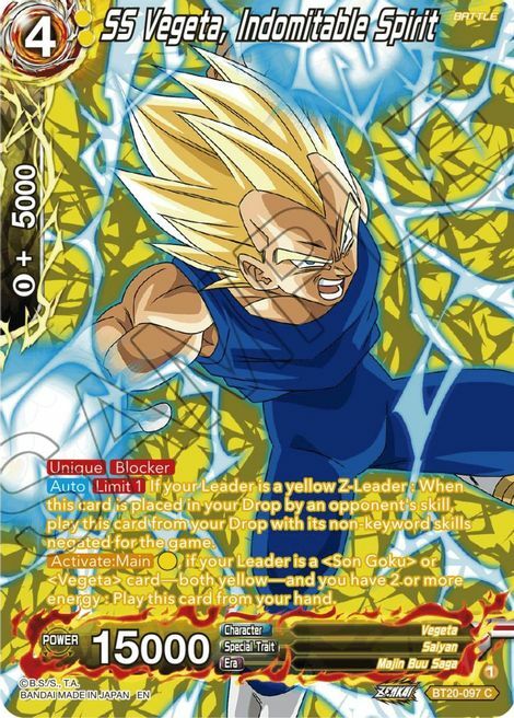 SS Vegeta, Indomitable Spirit Card Front