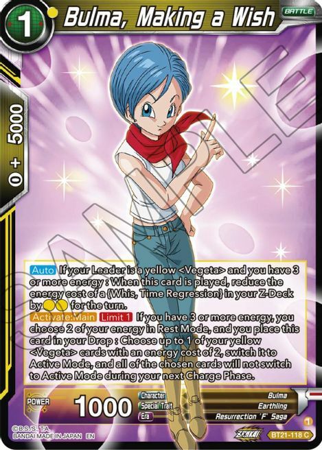 Bulma, Making a Wish Card Front