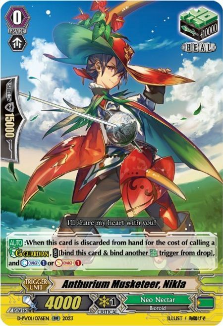 Anthurium Musketeer, Nikla Card Front