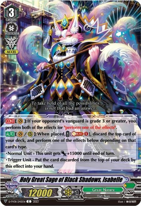 Holy Great Sage of Black Shadows, Isabelle Card Front