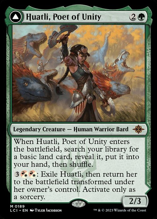 Huatli, Poet of Unity // Roar of the Fifth People Card Front