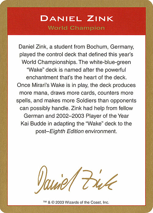 Daniel Zink Bio Card Front