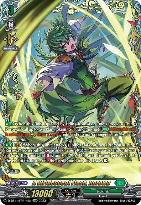 A Viridescent Flash, Rorowa Card Front