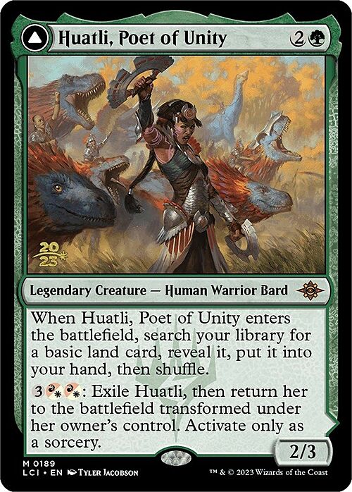 Huatli, Poet of Unity // Roar of the Fifth People Card Front