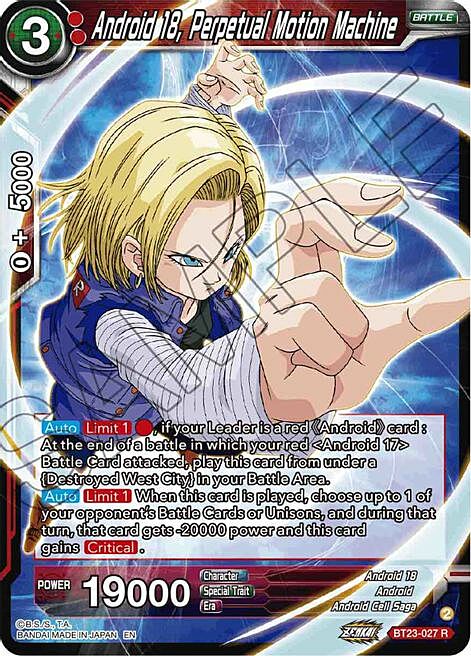 Android 18, Perpetual Motion Machine Card Front