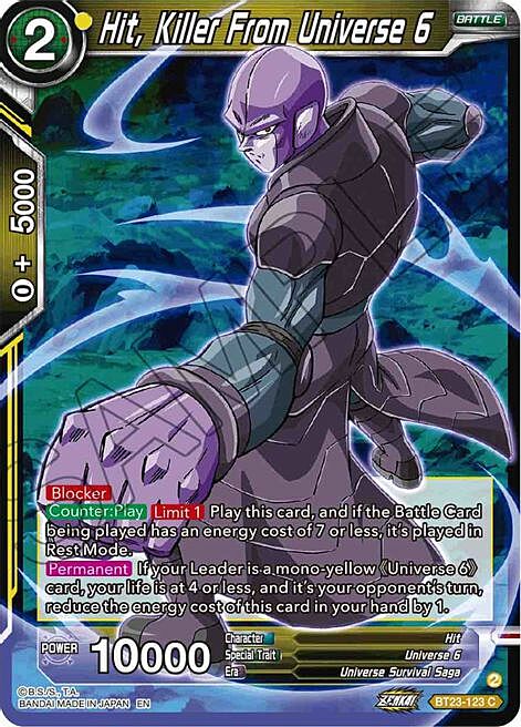 Hit, Killer From Universe 6 Card Front