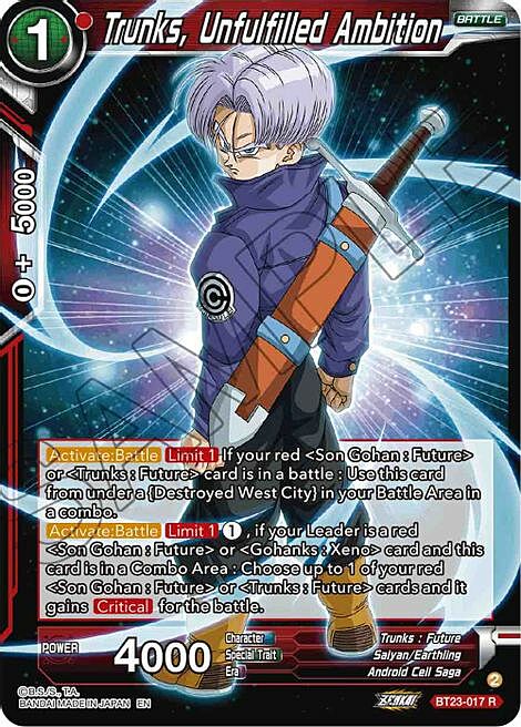 Trunks, Unfulfilled Ambition Card Front