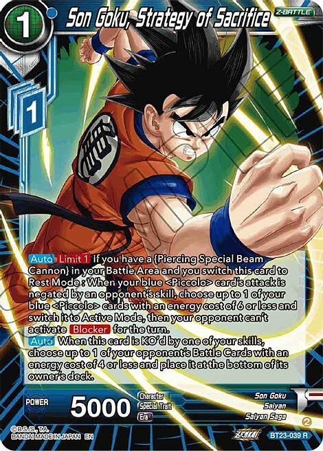 Son Goku, Strategy of Sacrifice Card Front