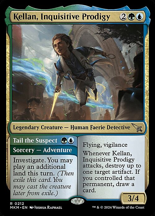 Kellan, Inquisitive Prodigy // Tail the Suspect Card Front