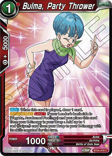 Bulma, Party Thrower Card Front