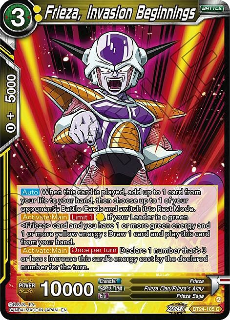 Frieza, Invasion Beginnings Card Front