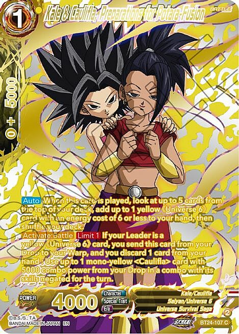 Kale & Caulifla, Preparations for Potara-Fusion Card Front