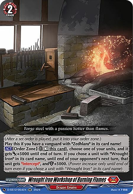 Wrought Iron Workshop of Burning Flames Card Front