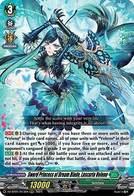 Sword Princess of Dream Blade, Lascaria Veleno Card Front