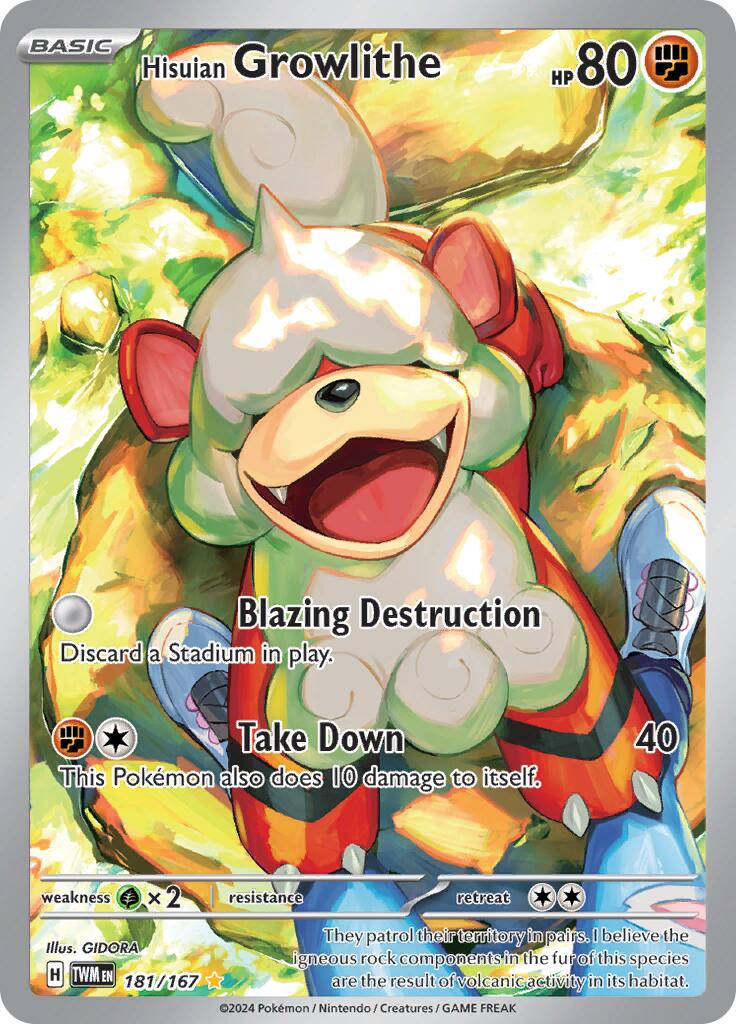 Custom Altered Pokemon Card Hisuian hot Growlithe