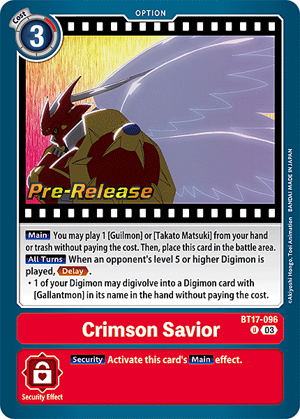 Crimson Savior Card Front