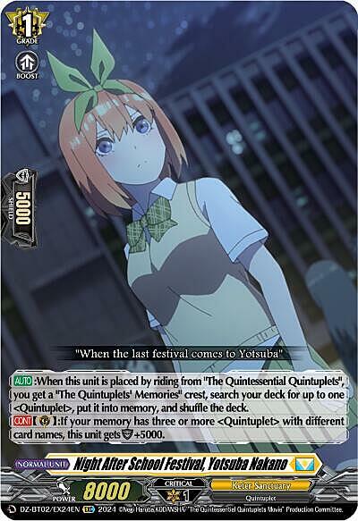 Night After School Festival, Yotsuba Nakano Card Front