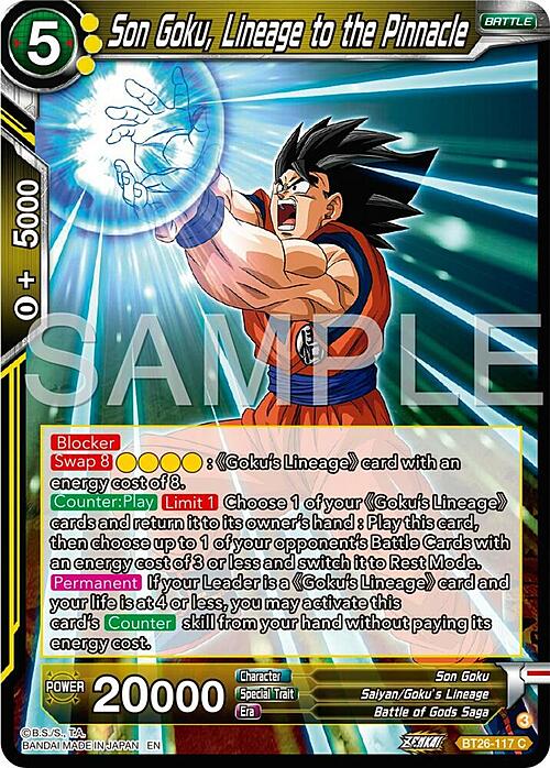 Son Goku, Lineage to the Pinnacle Card Front