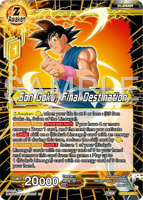 Son Goku, Final Destination Card Front