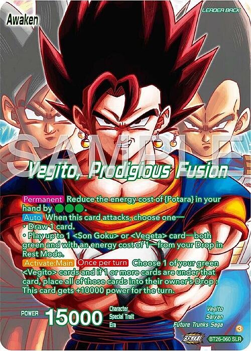 Son Goku & Vegeta // Vegito, Prodigious Fusion Card Front