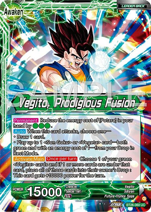 Son Goku & Vegeta // Vegito, Prodigious Fusion Card Front