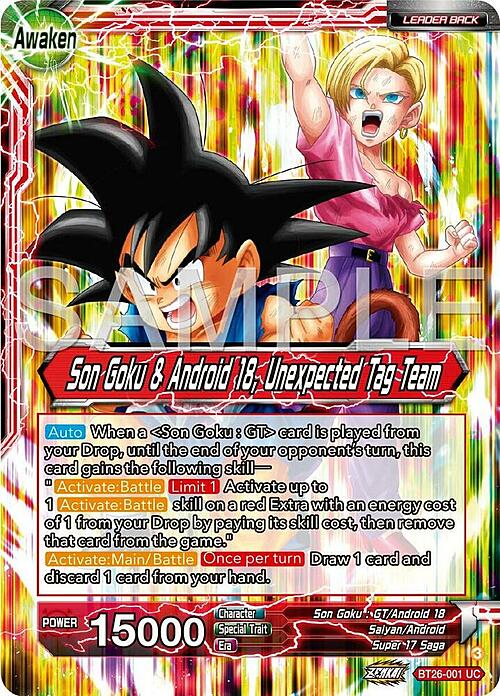 Son Goku // Son Goku & Android 18, Unexpected Tag Team Card Front