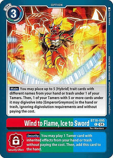 Wind to Flame, Ice to Sword Card Front