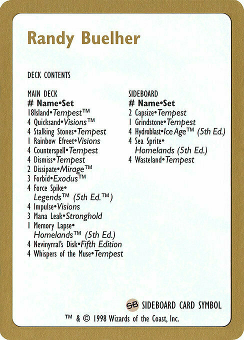 Randy Buehler Decklist Card Front